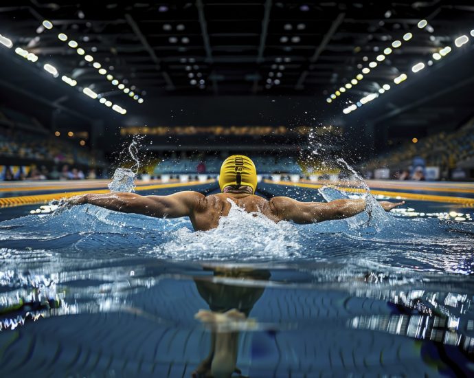 swimming a woman competing in the olympics, swimming dynamic pose, action shot --chaos 12 --ar 3:2 --style raw --stylize 500 Job ID: b02c135f-3a11-4004-8e49-9a313dd42fd8