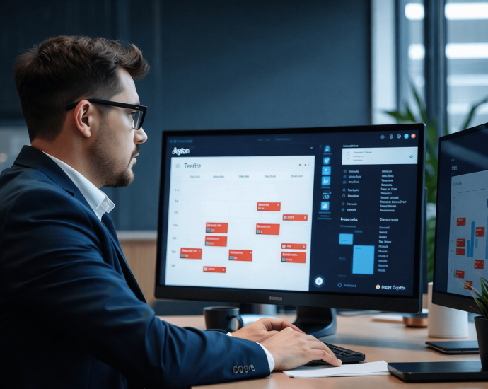 Focused professional in modern office