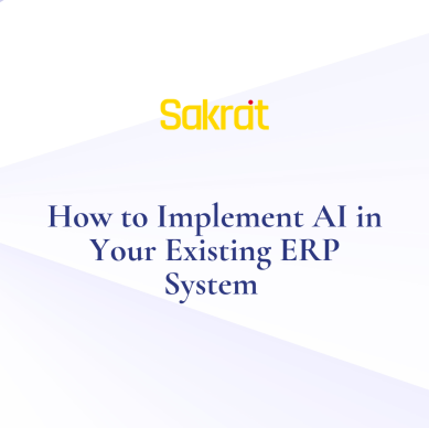 Business professionals implementing AI technology into an existing ERP system to automate processes and improve operational efficiency.